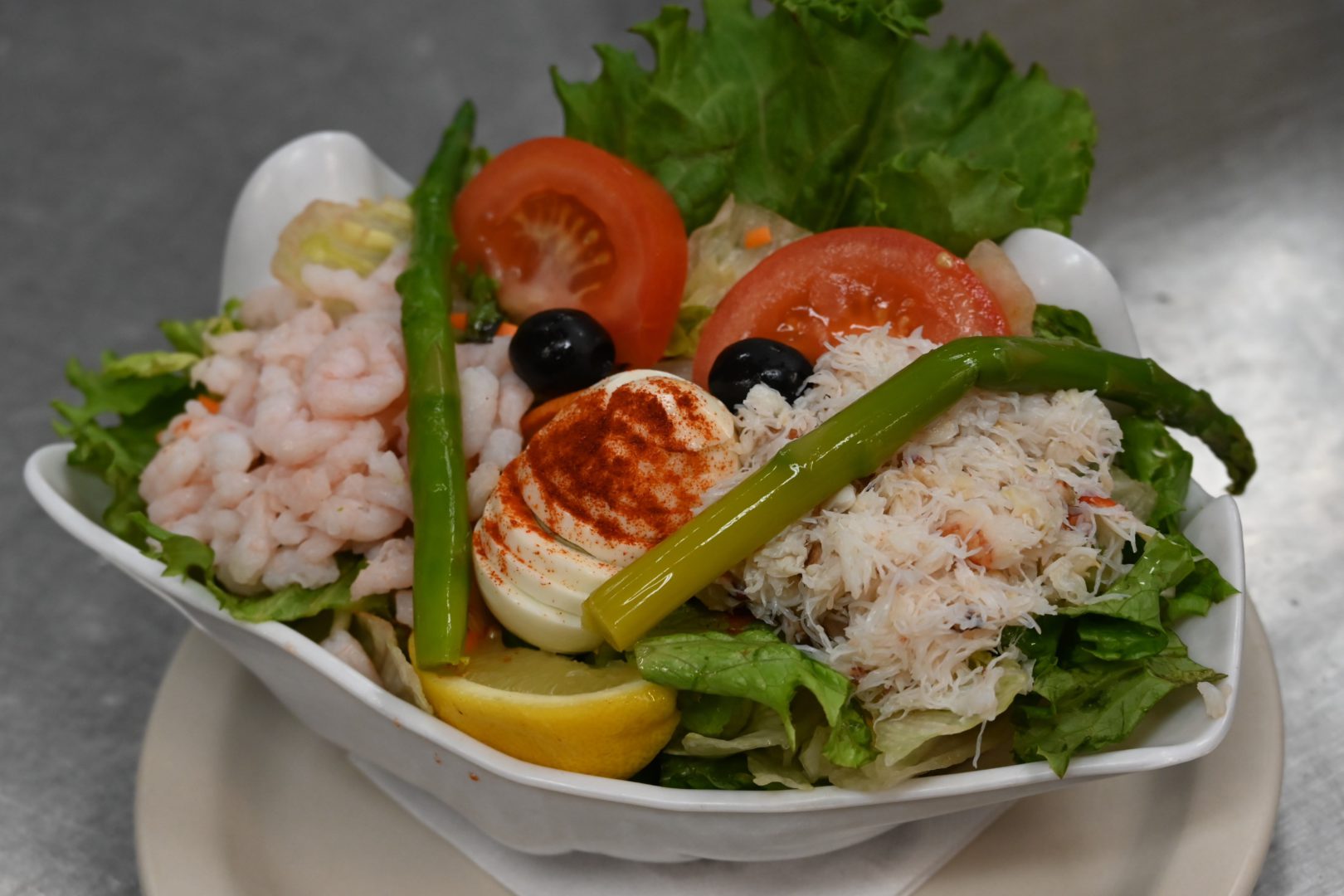 BBB.GRACIES CLAM CHOWDER.crab shrimp salad